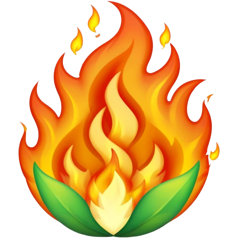 fire with golden and green colours emoji