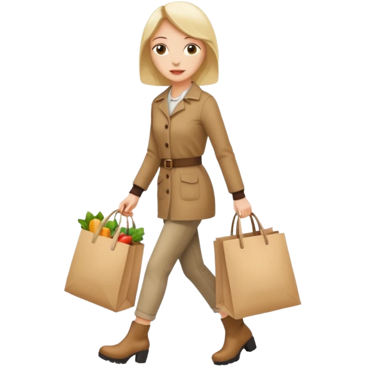 Una donna con gli stivaletti che va a fare la spesa emoji