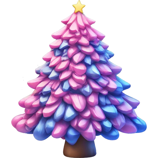a pink and blue Christmas tree  emoji