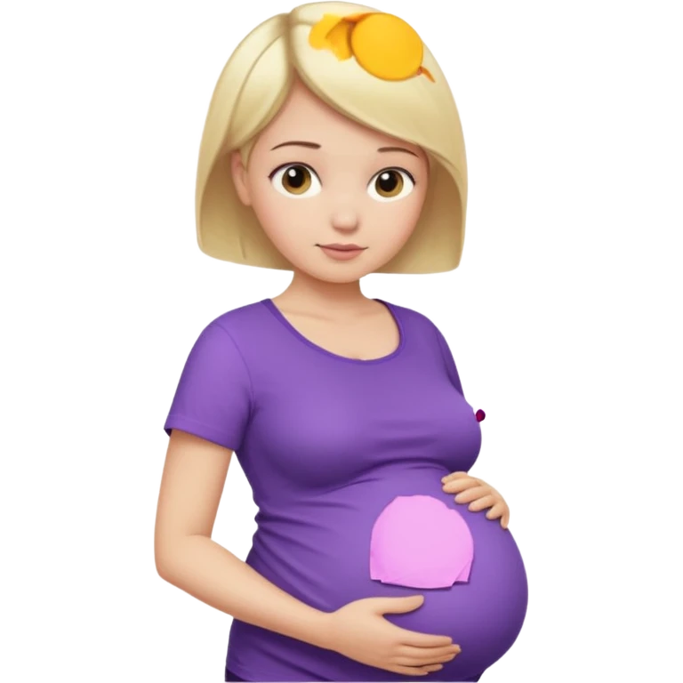 pregnant female with  very short hair, purple shirt, abdomen-head-neck, blonds emoji