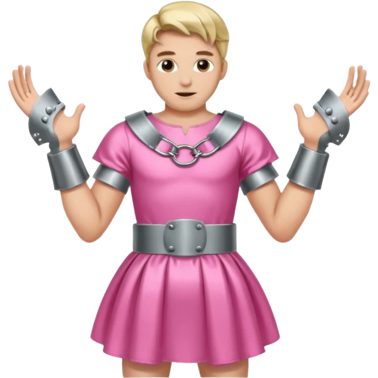 Submissive man wearing feminine clothes and chastity emoji