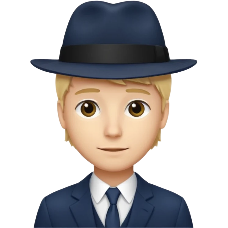 Mobster in Blue Suit – Young blonde man, navy blue suit, black hat.



 emoji
