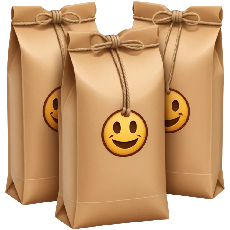Three identical sealed packets or packages in a row emoji
