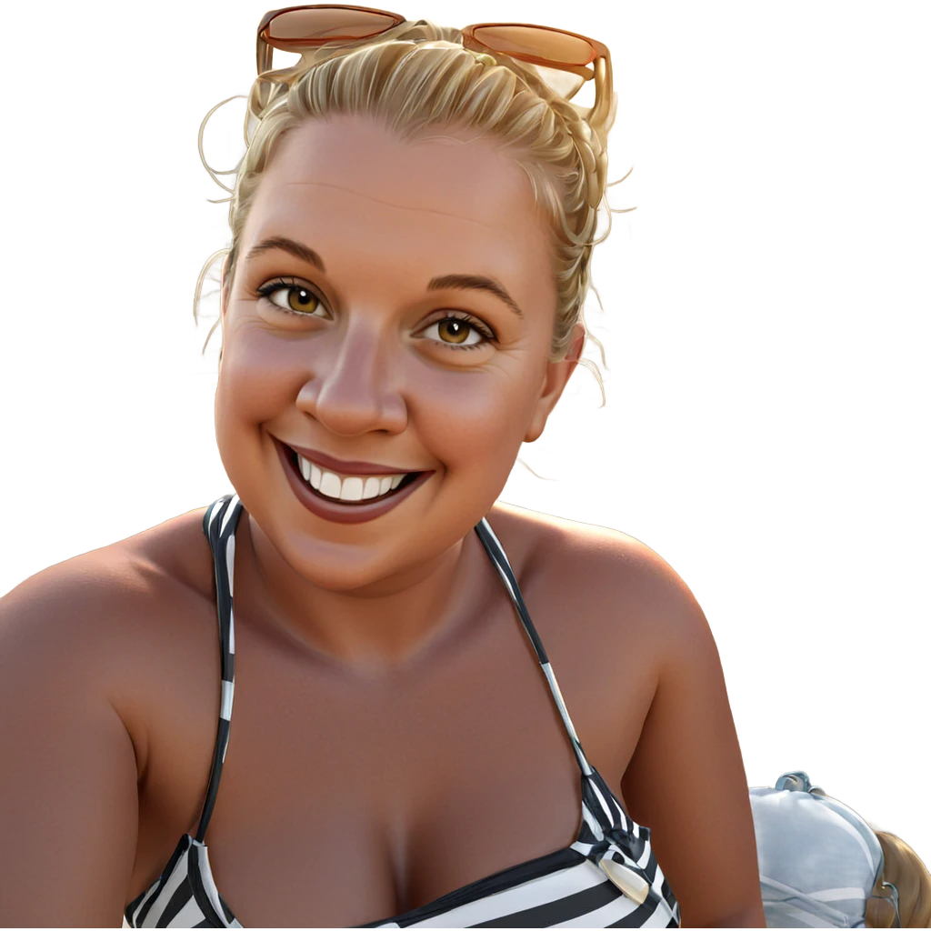smiling in striped bikini outdoors emoji