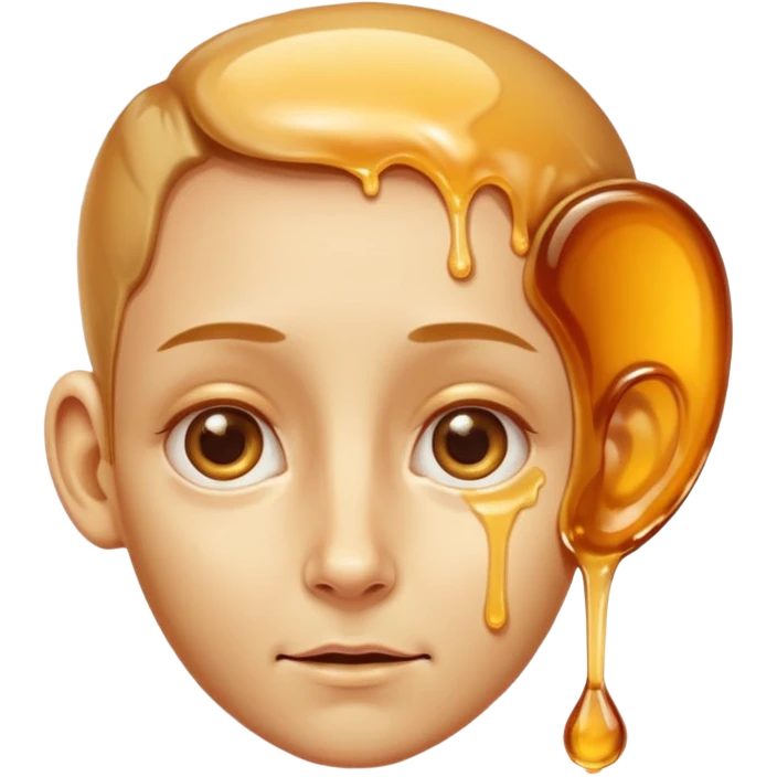 A big human ear, with honey dripping on it emoji