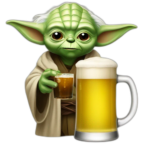 Yoda drink a beer emoji