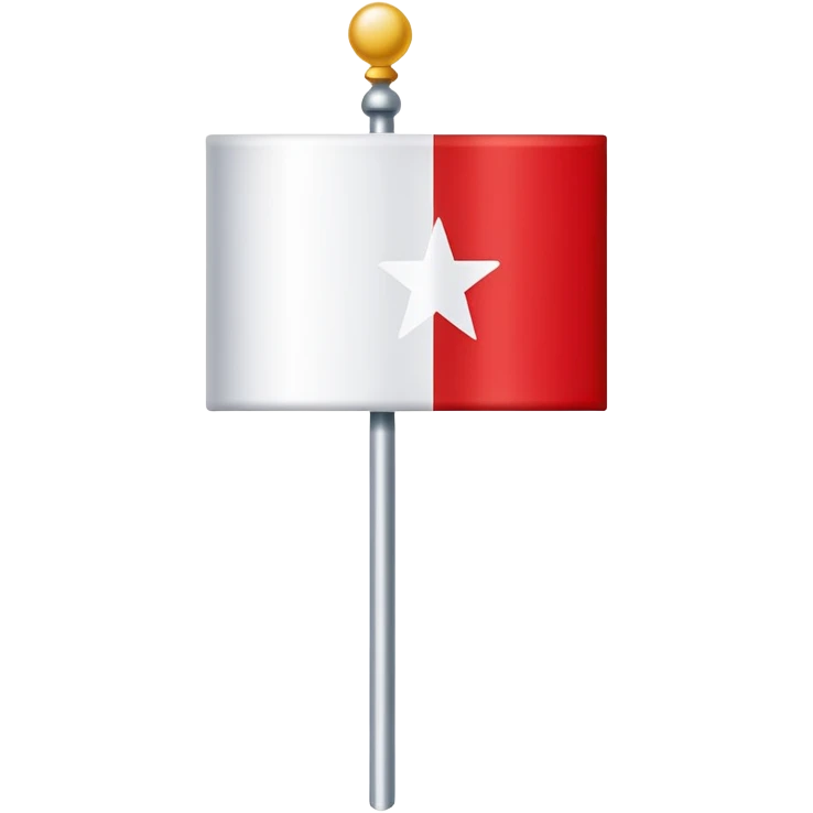 Create a simple emoji-style country flag. The flag should have two vertical white rectangles on the left and right sides, and a solid red area in the center. In the middle of the red area, place a single white star, centered and sized proportionally to the space. emoji