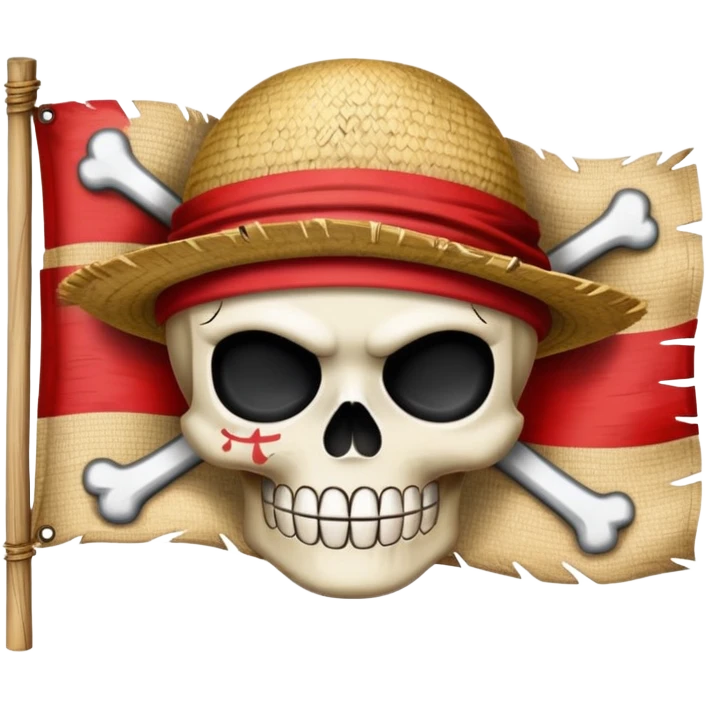 One Piece Straw Hat Pirates flag with skull wearing straw hat emoji