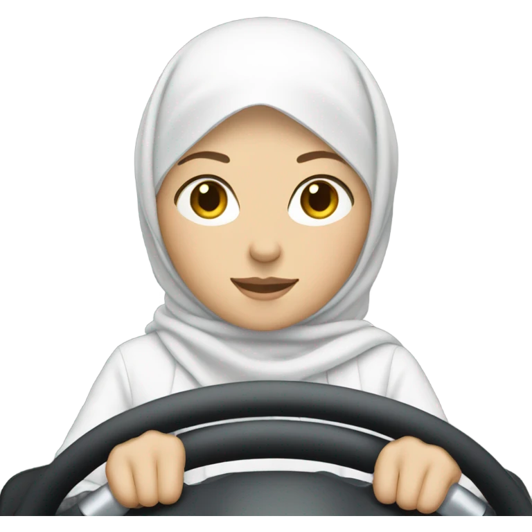 White women with white hijabi driving a car emoji