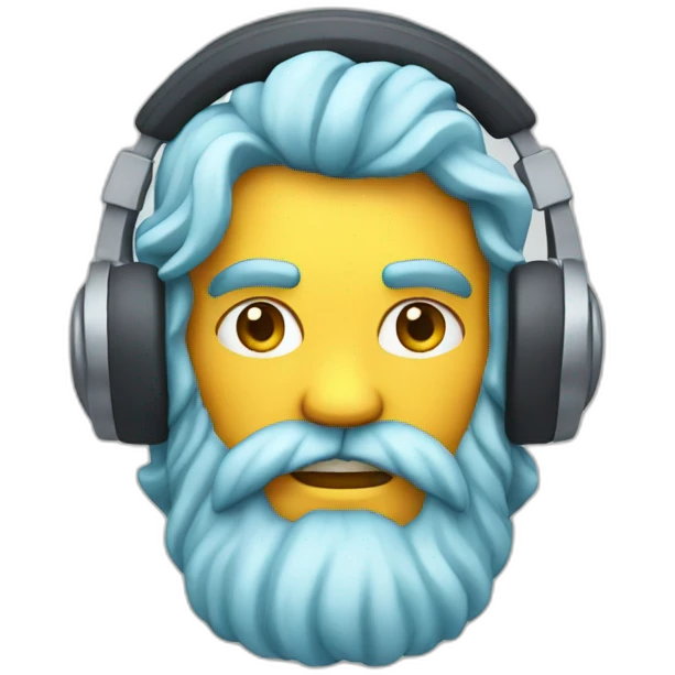 poseidon wearing headphone, front facing emoji