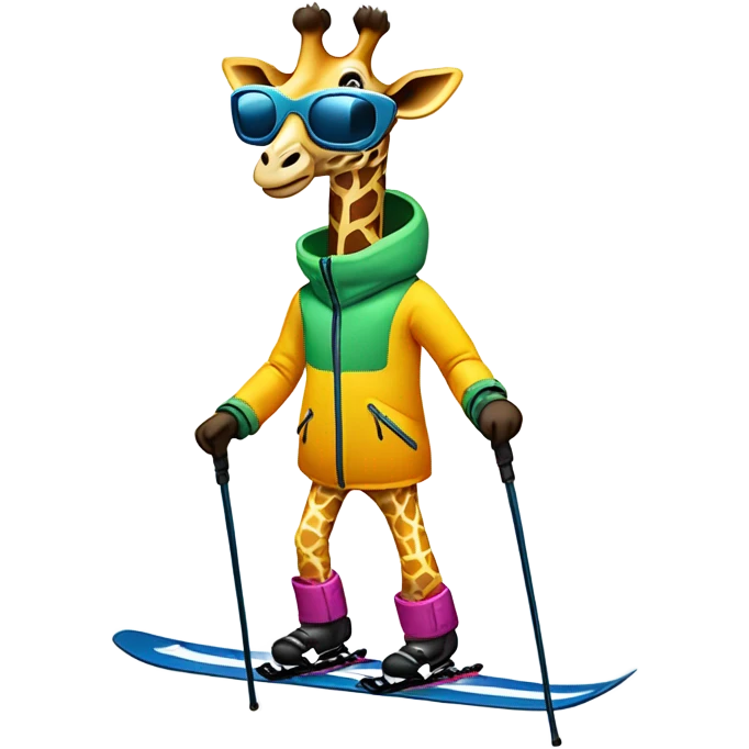 Giraffe skiing downhill emoji