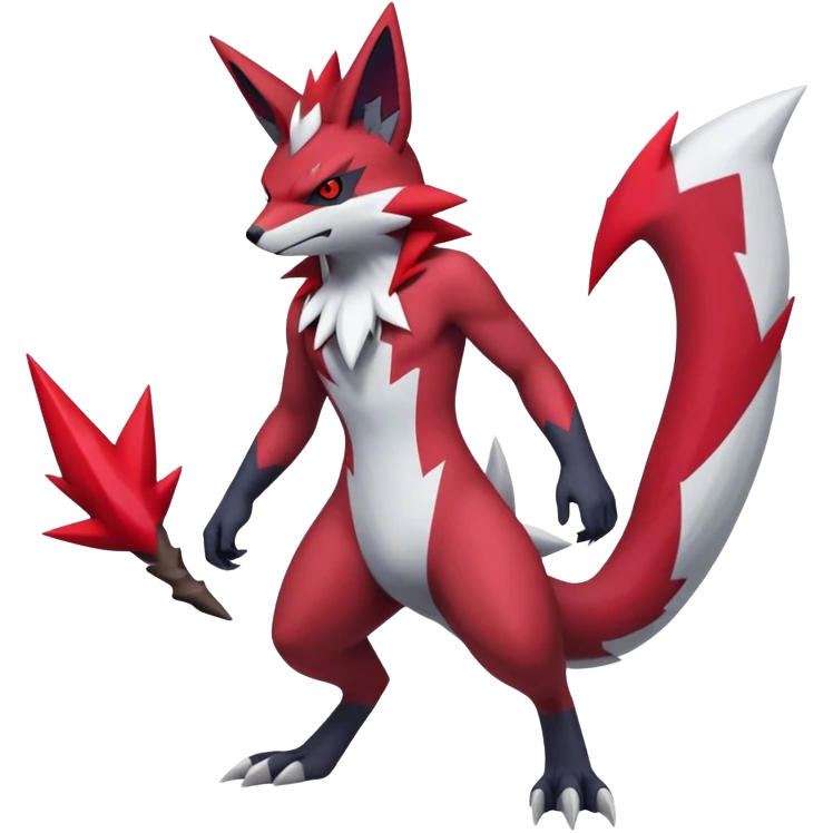 Edgy Cool Beautiful Zangoose-Zoroark, full body emoji