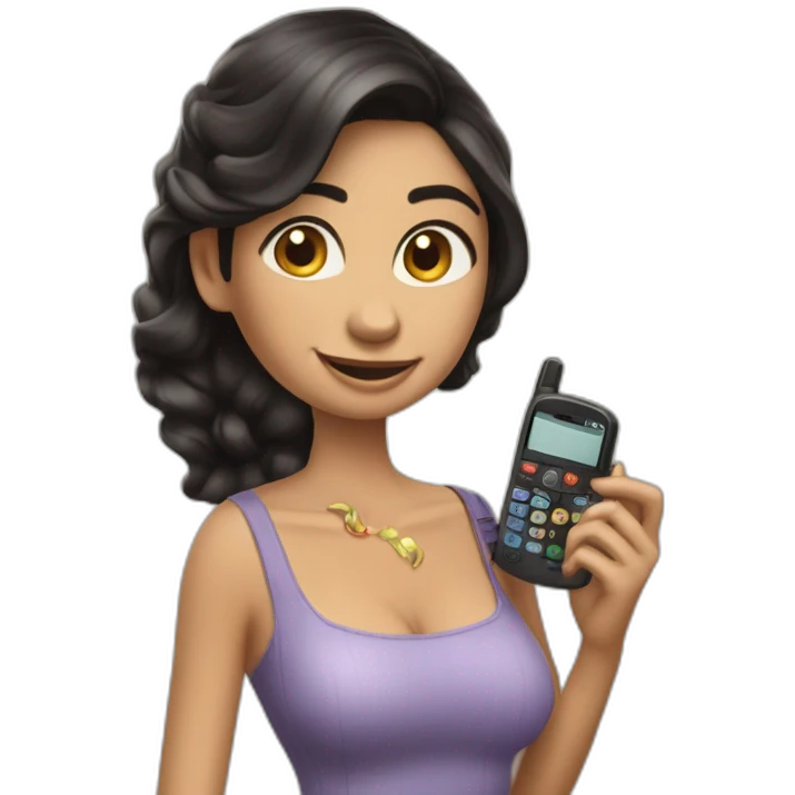 Morena con telefono motorola con numero en la mano emoji