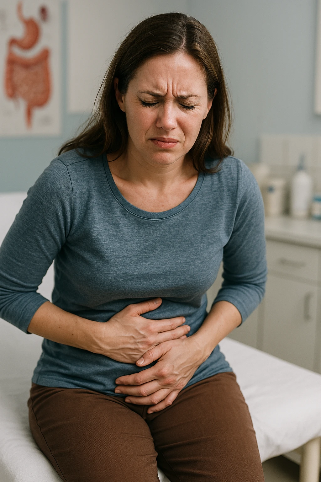 donna con candida intestinale realistic emoji