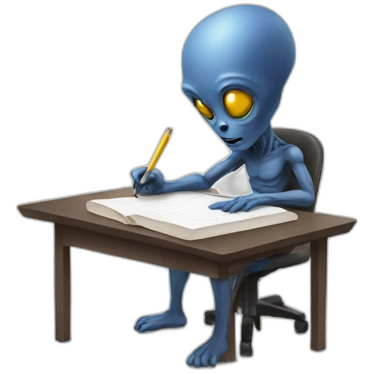 alien writing an essay emoji