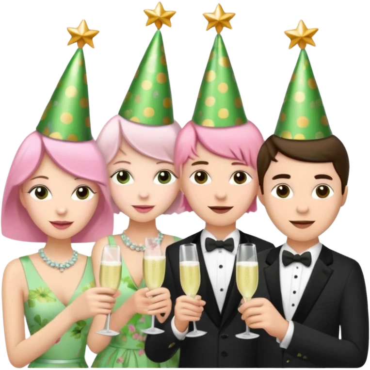 light green and light pink floral party emoji