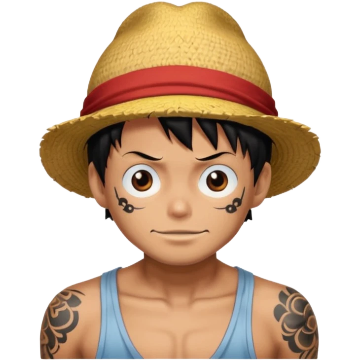 Luffy with tattooed emoji