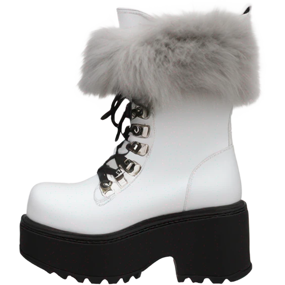 Platform Demonia High boots white fur emoji