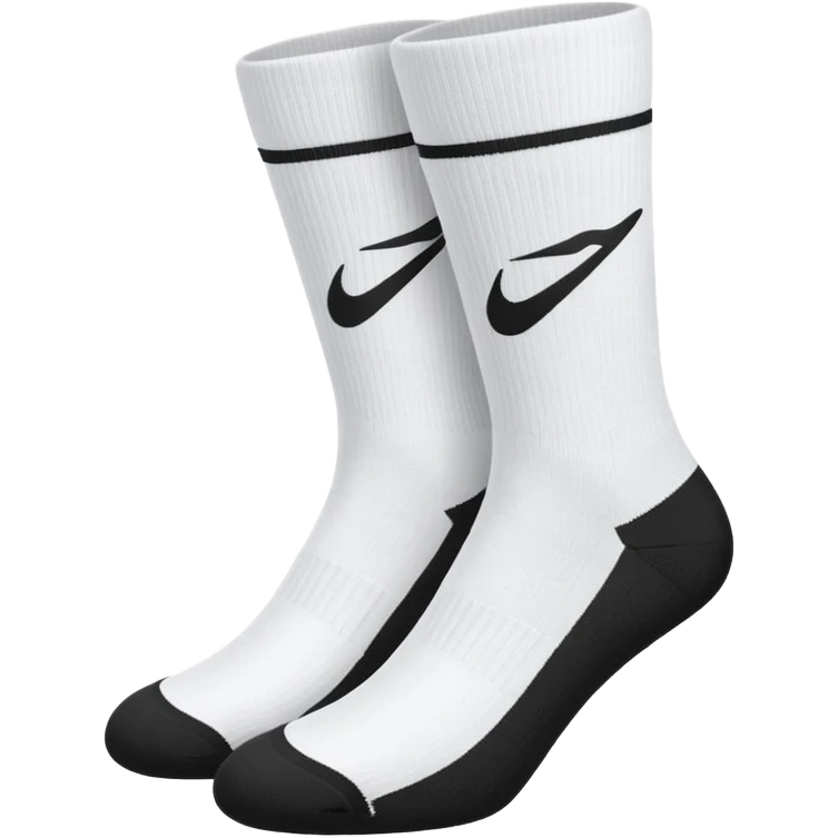 pair of white socks with black swoosh logo emoji