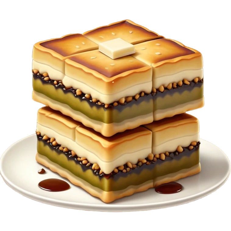Martabak Cinematic Realistic Martabak Dish Emoji, depicted as a single, square slice of sweet, thick martabak with a rich, indulgent filling, rendered with detailed textures and vibrant, appetizing lighting. emoji