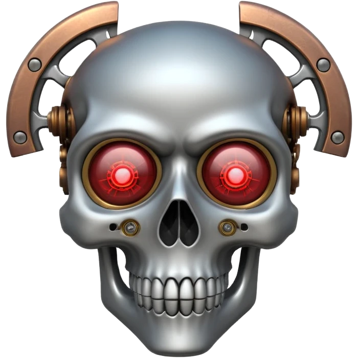 cyber skull with steampunk heart eyes emoji