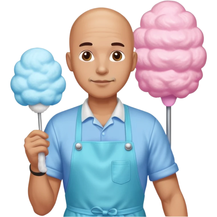 Bald man with cotton candy machine emoji