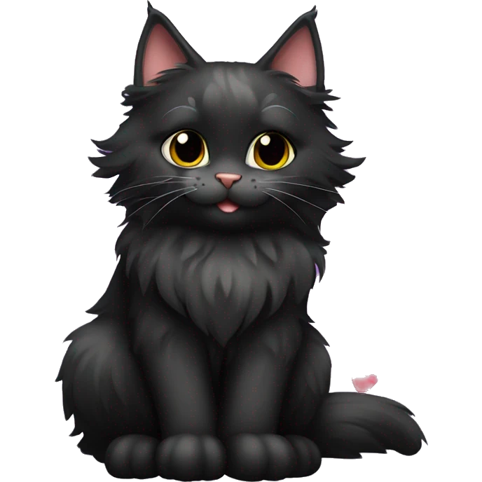 black maine coon with 5 hearts emoji