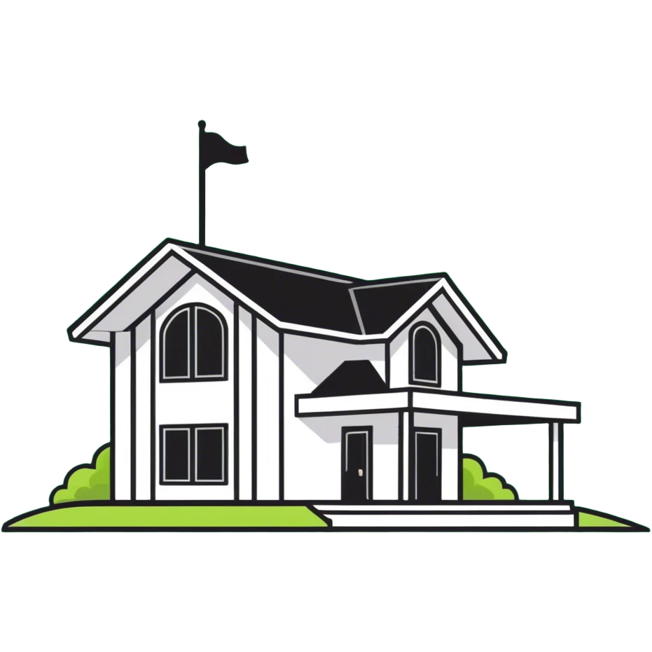 White clubhouse on lawn emoji