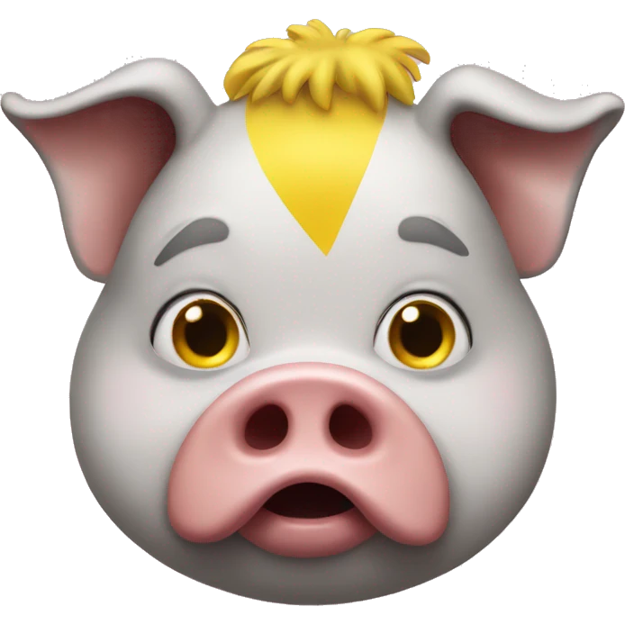 Pig clown with yellow bangs emoji