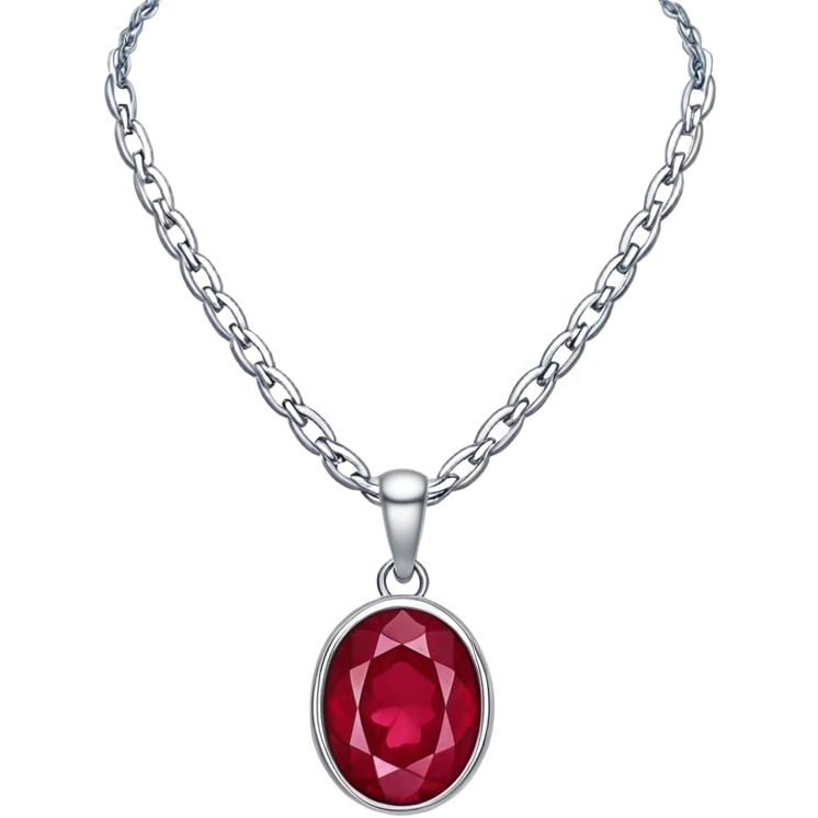 silver chain with a ruby pendant, undulating like moonlit water emoji