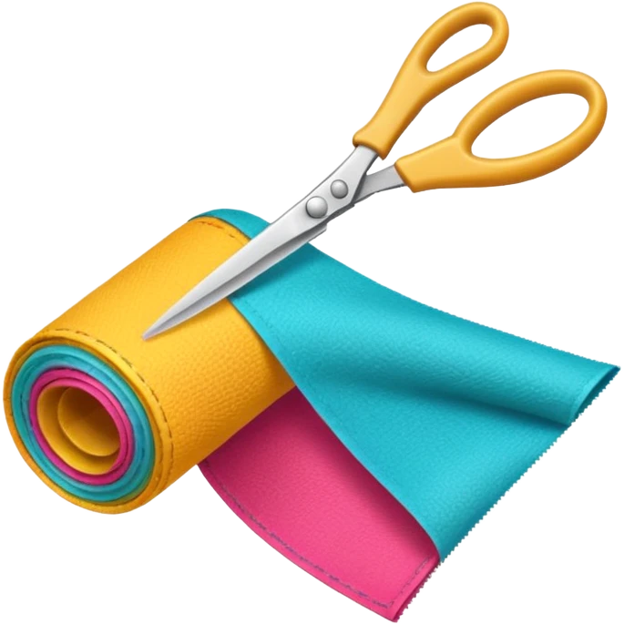 rolled fabric with scissors emoji