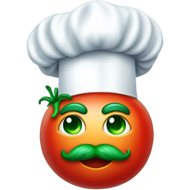 A tomato with green hair and a chef’s hat emoji