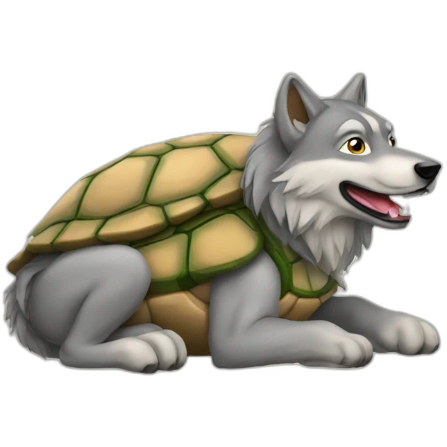 Loup sur tortue emoji