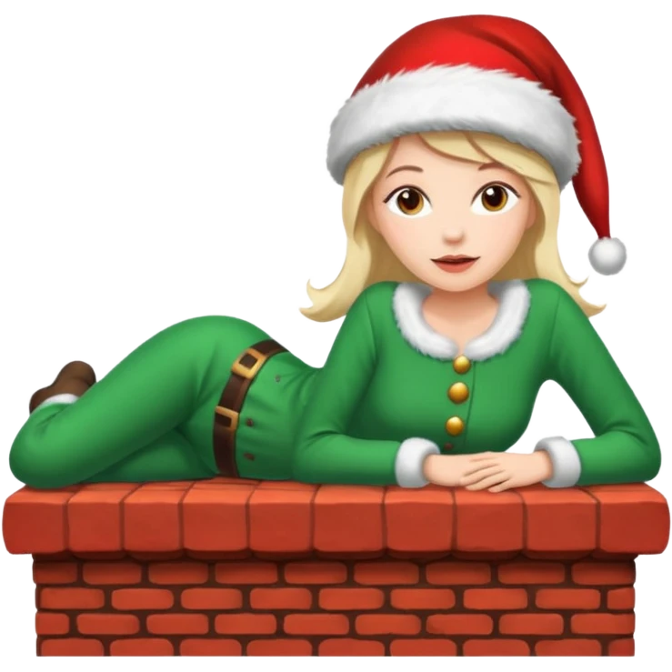 Cristmas Female lie down on a chimney emoji