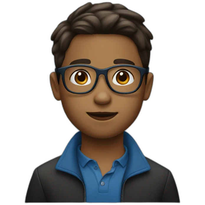 Garçon Français de 9 ans brun avec cheveux lisses et lunettes bleu et noir emoji