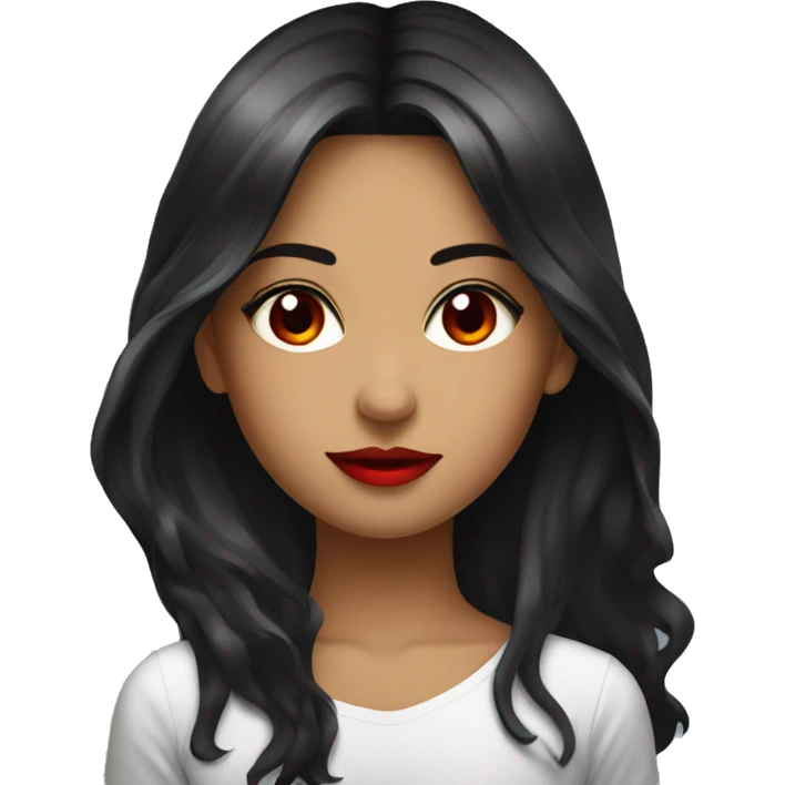  dark hair with red reflection beauty girl on the beached  emoji