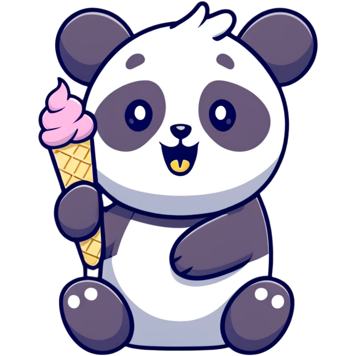 Panda eating ice cream emoji