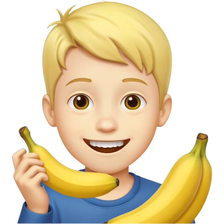 мальчик ест банан и ему нравится emoji