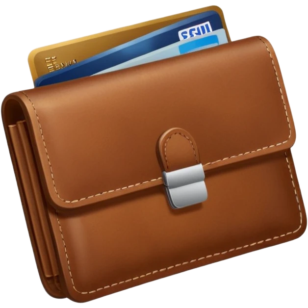 portefeuille marron avec quelques billets et carte bancaire emoji
