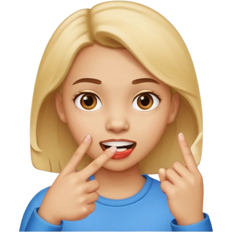 fille doigt entre les dents emoji