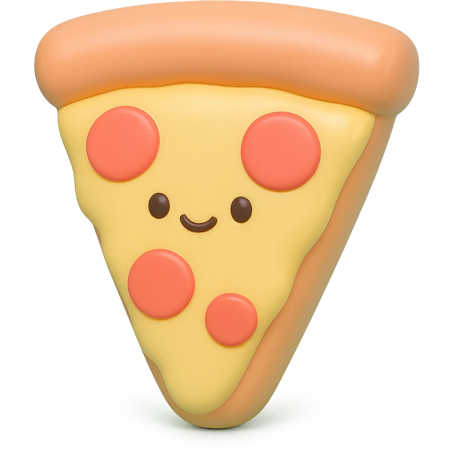 plushie style slice of pizza, vinyl figure look, soft toy details emoji