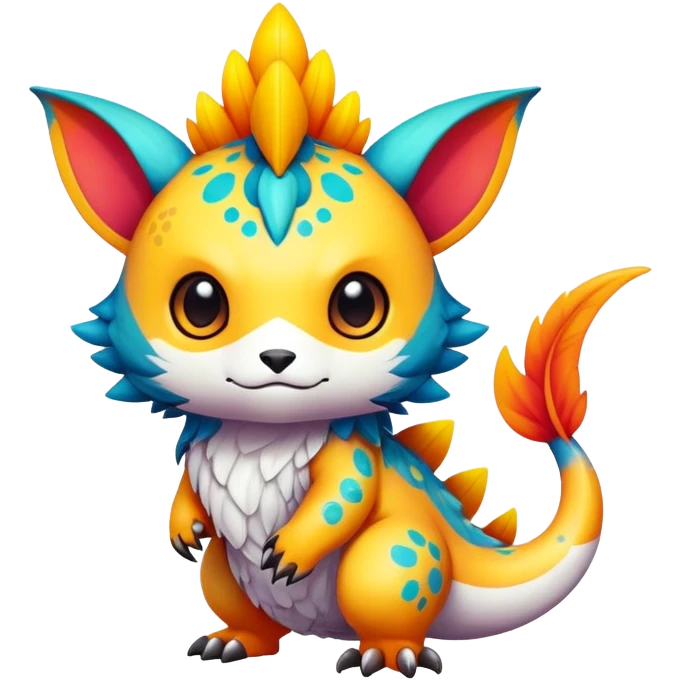 Exotic colorful chibi Fakémon-creature with random markings emoji