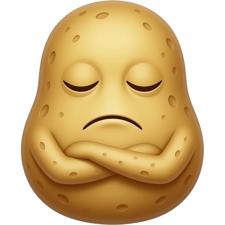 disapproving potato crossing arms eyes closed lean back emoji