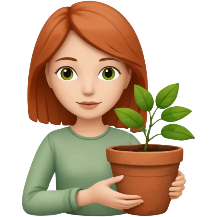 woman holding a flower pot emoji