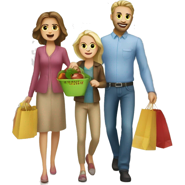 Caucasian family shopping emoji