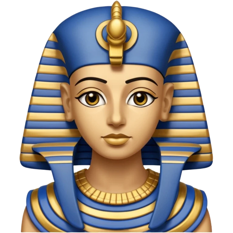 Tutankhamun face, blue and gold stripes, emoji style emoji