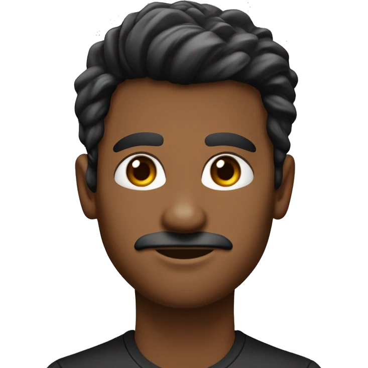 Homem  de pele morena clara com cabelo preto e liso curto e rosto arredondado com a blusa de sua empresa estando escrita do lado Geo Referência de cor vermelha emoji