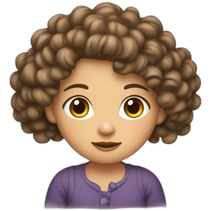 Fille au cheveux bouclés qui boude emoji
