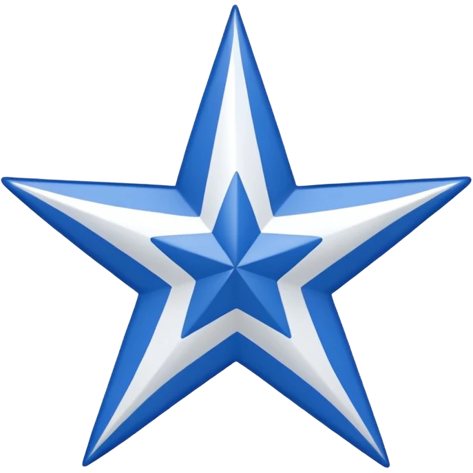 Recreate an image with a red background and a wide white diagonal stripe running from the top left corner to the bottom right corner. At the center of the white stripe, place a blue five-pointed star. emoji