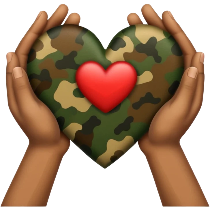 Camo heart in hands emoji